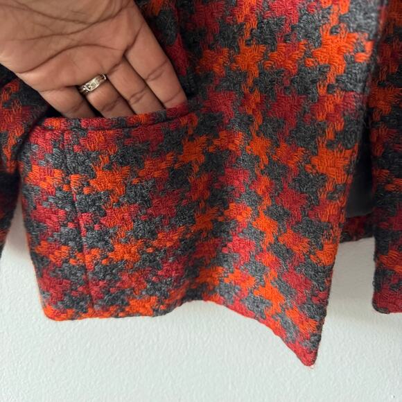 Vtg‎ Ernst Strauss Blazer Womens 14 Gray Orange Tweed Open Front Academia Office - Picture 8 of 11